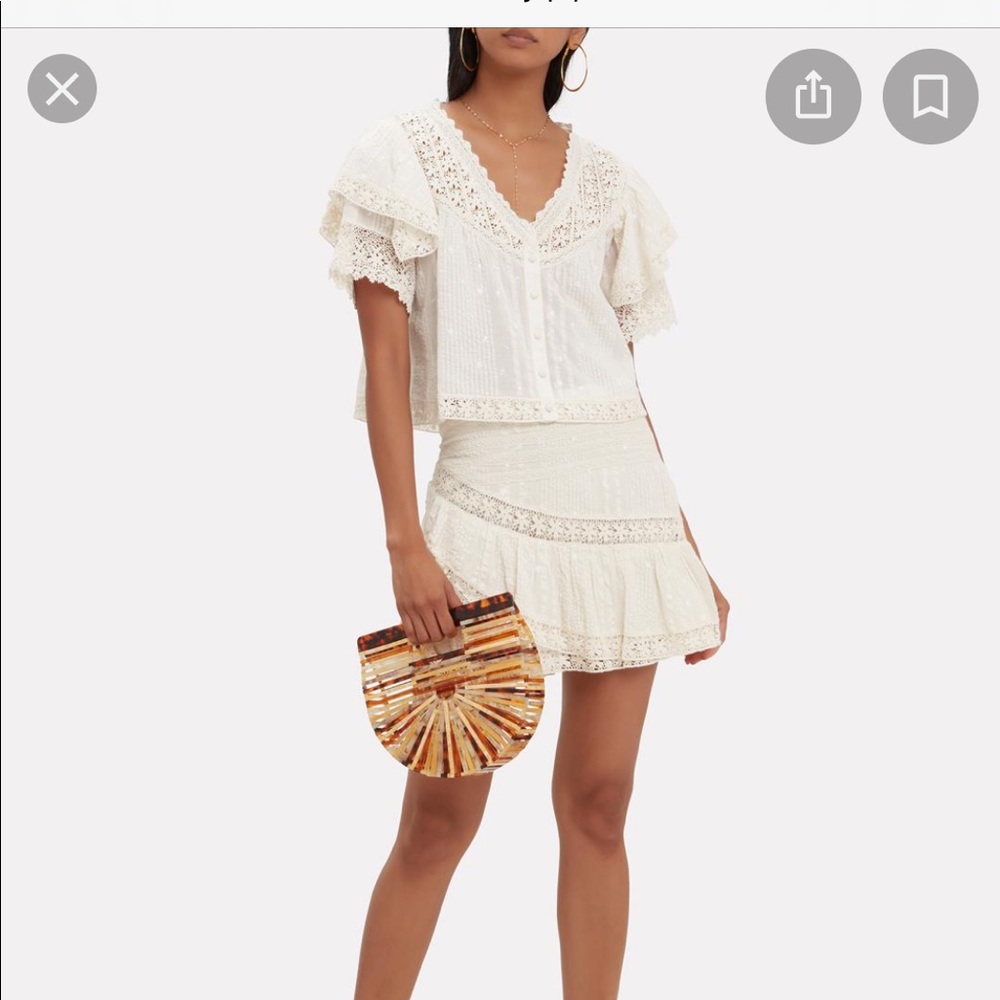 Loveshack Fancy Piper Lace Mini Skirt size large